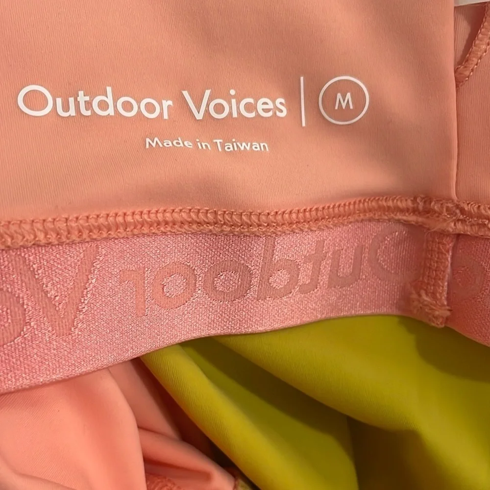 Outdoor Voices Pink and Yellow One Shoulder A-Line Dress